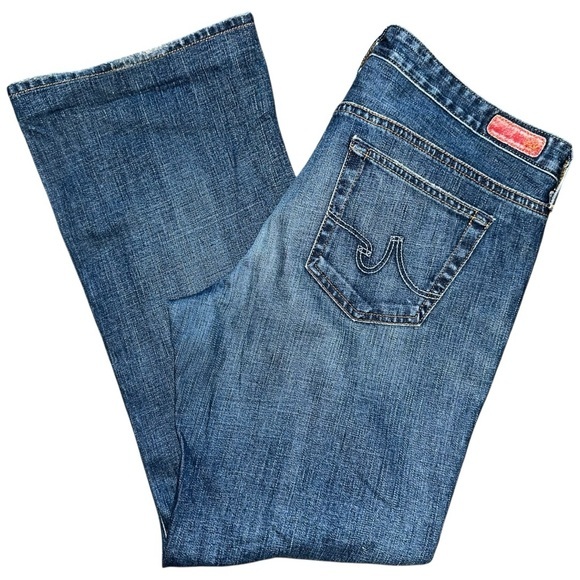 AG Denim Vintage Women’s Size 32 Medium Blue Wash Destroyed Angel Boot Cut Jeans - Picture 1 of 11
